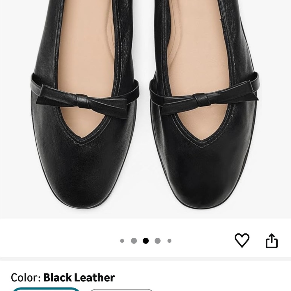 Free People Black Leather Flats with Bow